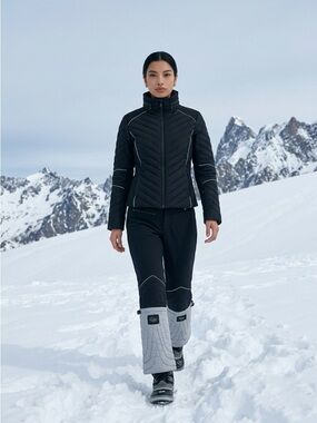 Roffe Ski Pants Women Black/Gray 29x29 Wool Blend Padded Flare Vintage 90s Retro